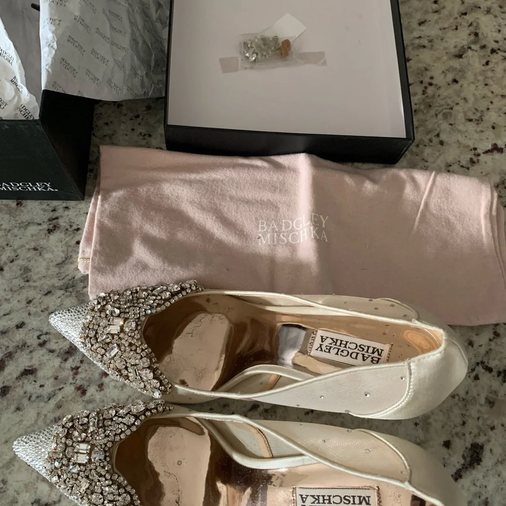 Badgley Mischka Quintana Crystal & Mesh High-Heel Pumps Size 9.5 - Picture 13 of 16